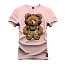 Camiseta Plus Size Agodão T-Shirt Unissex Premium Macia Estampada Urso De Fone