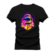 Camiseta Plus Size Algodão 30.1 Premium Estampada Astronauta Comilão