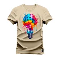 Camiseta Plus Size Algodão 30.1 Premium Estampada Lampada Pensante - Nexstar