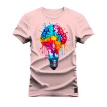 Camiseta Plus Size Algodão 30.1 Premium Estampada Lampada Pensante - Nexstar