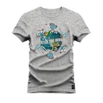 Camiseta Plus Size Algodão Estampada Confortável T-Shirt Watch Word