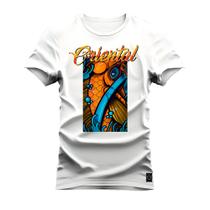 Camiseta Plus Size Algodão Estampada Moda StreetWear Oriental