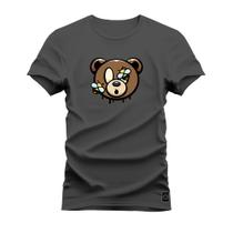 Camiseta Plus Size Algodão Estampada Moda StreetWear Urso com Abelhas