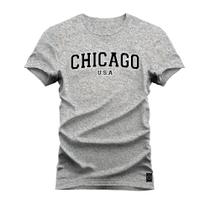 Camiseta Plus Size Algodão Premium Estampada Chicago USA