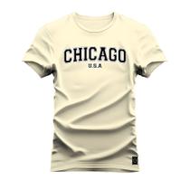 Camiseta Plus Size Algodão Premium Estampada Chicago USA