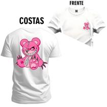 Camiseta Plus Size Algodão Premium Estampada Urso Garras Frente Costas