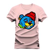 Camiseta Plus Size Algodão Premium Estampada Urso Toca