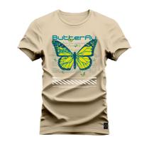 Camiseta Plus Size Algodão Premium T-Shirt Butterfly