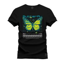 Camiseta Plus Size Algodão Premium T-Shirt Butterfly