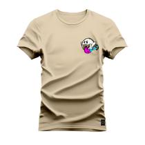 Camiseta Plus Size Algodão Premium T-Shirt Fantasminha Lingua Peito