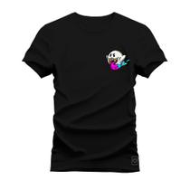 Camiseta Plus Size Algodão Premium T-Shirt Fantasminha Lingua Peito