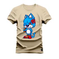 Camiseta Plus Size Algodão Premium T-Shirt Gato Ajato