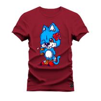 Camiseta Plus Size Algodão Premium T-Shirt Gato Ajato
