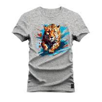 Camiseta Plus Size Algodão Premium T-Shirt Onça Esperta