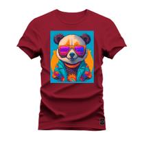 Camiseta Plus Size Algodão Premium T-Shirt Panda Paz e amor