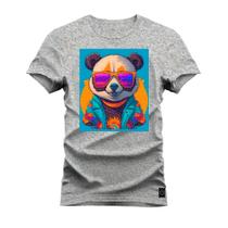 Camiseta Plus Size Algodão Premium T-Shirt Panda Paz e amor