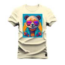 Camiseta Plus Size Algodão Premium T-Shirt Panda Paz e amor