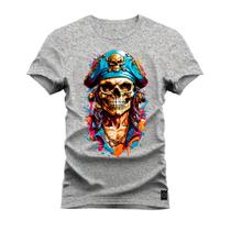 Camiseta Plus Size Algodão Premium T-Shirt Pirata Fantasma