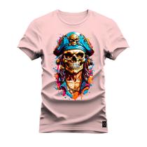 Camiseta Plus Size Algodão Premium T-Shirt Pirata Fantasma