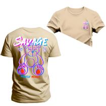 Camiseta Plus Size Algodão Premium T-Shirt Savage Frente Costas