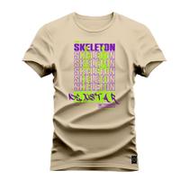 Camiseta Plus Size Algodão Premium T-Shirt Skeletom