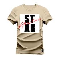 Camiseta Plus Size Algodão Premium T-Shirt Star Script