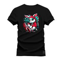 Camiseta Plus Size Algodão T-Shirt Estampada Coelho sond