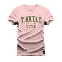 Camiseta Plus Size Algodão T-Shirt Estampada Dtf Trouble