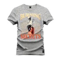 Camiseta Plus Size Algodão T-Shirt Premium Estampada Burning Secrets