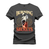 Camiseta Plus Size Algodão T-Shirt Premium Estampada Burning Secrets