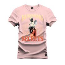 Camiseta Plus Size Algodão T-Shirt Premium Estampada Burning Secrets