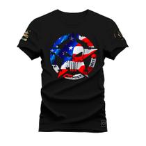 Camiseta Plus Size Algodão T-Shirt Premium Estampada Caveira American