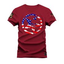 Camiseta Plus Size Algodão T-Shirt Premium Estampada Estrela Brasão