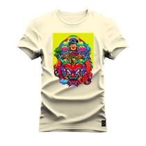 Camiseta Plus Size Algodão T-Shirt Premium Estampada Festival Alegre