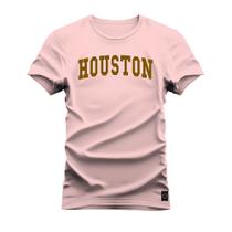 Camiseta Plus Size Algodão T-Shirt Premium Estampada Houston