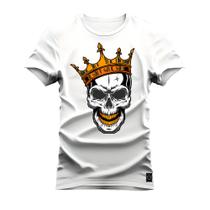 Camiseta Plus Size Algodão T-Shirt Premium Estampada King OF Caveirão