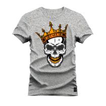 Camiseta Plus Size Algodão T-Shirt Premium Estampada King OF Caveirão