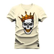 Camiseta Plus Size Algodão T-Shirt Premium Estampada King OF Caveirão