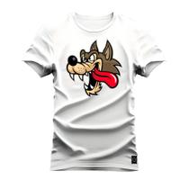 Camiseta Plus Size Algodão T-Shirt Premium Estampada Lobo Faminto