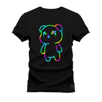 Camiseta Plus Size Algodão T-Shirt Premium Estampada Style Urso