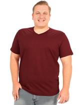 Camiseta Plus Size Anistia Masculina Decote V Algodão Bordo