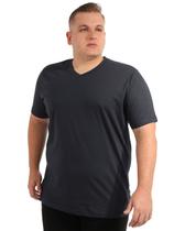 Camiseta Plus Size Anistia Masculina Decote V Algodão Grafite