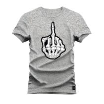 Camiseta Plus Size Casual 100% Algodão Estampada The Fuck Caveira