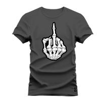 Camiseta Plus Size Casual 100% Algodão Estampada The Fuck Caveira