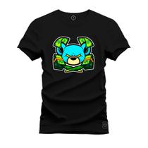 Camiseta Plus Size Casual 100% Algodão Estampada Urso Blad Mond