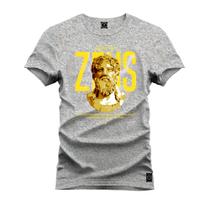 Camiseta Plus Size Casual Malha Confortável Estampada Zeus Rei