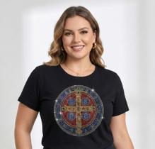 Camiseta Plus Size Católica Medalha São Bento Algodão Luxo Cor:Azul escuroTamanho:G4 Camiseta Plus Size Católica Medalha São Bento Algodão Luxo Cor:Azul escuroTamanho:G4