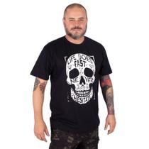 Camiseta Plus Size Caveira Life Fast Preta. Camiseta Plus Size Caveira Life Fast Preta.