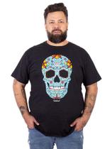 Camiseta Plus Size Caveira Mexicana Preta Jaguar.