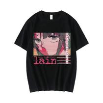 Camiseta plus Size Com Estampa Gráfica Anime Lain, Manga Curta, Moda Feminina
